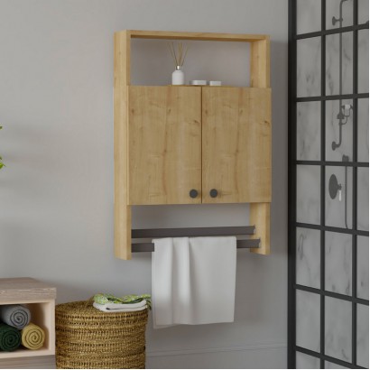 Ντουλάπι μπάνιου επιτοίχιο Ela Megapap χρώμα sapphire oak 60x15x87εκ.