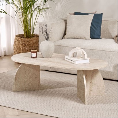 Τραπεζάκι σαλονιού Melina Megapap χρώμα travertine 120x60x40εκ. Τραπεζάκι σαλονιού Melina Megapap χρώμα travertine 120x60x40εκ.