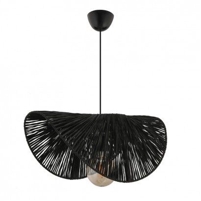 Φωτιστικό οροφής Taco Megapap E27 γιούτα μονόφωτο χρώμα μαύρο 51x36x55εκ.