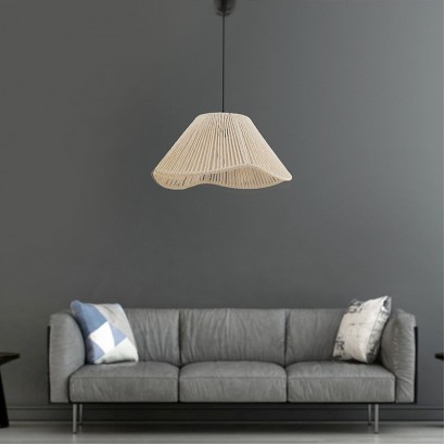 Φωτιστικό οροφής Sukne Megapap E27 από σχοινί μονόφωτο χρώμα εκρού Ø35x60εκ.