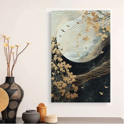 Πίνακας σε καμβά "Golden Moon" Megapap ψηφιακής εκτύπωσης 70x100x3εκ.