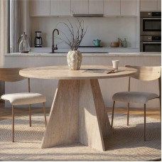 Τραπέζι Virela Megapap χρώμα travertine Ø120x75εκ.