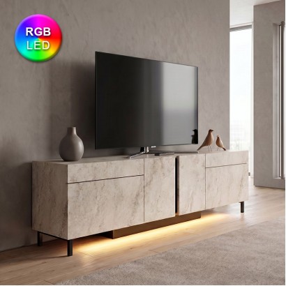 Έπιπλο τηλεόρασης Arlen Megapap με Led Rgb χρώμα travertine 180x32x50εκ. Έπιπλο τηλεόρασης Arlen Megapap με Led Rgb χρώμα travertine 180x32x50εκ.