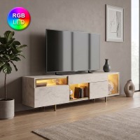 Έπιπλο τηλεόρασης Norm Megapap με Led Rgb χρώμα travertine - χρυσό 180x32x55εκ. Έπιπλο τηλεόρασης Norm Megapap με Led Rgb χρώμα travertine - χρυσό 180x32x55εκ.