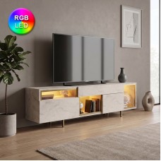 Έπιπλο τηλεόρασης Norm Megapap με Led Rgb χρώμα travertine - χρυσό 180x32x55εκ. Έπιπλο τηλεόρασης Norm Megapap με Led Rgb χρώμα travertine - χρυσό 180x32x55εκ.