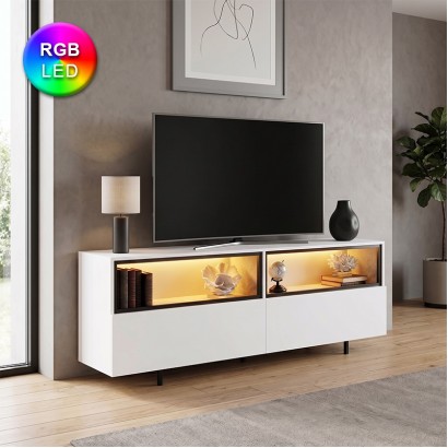 Έπιπλο τηλεόρασης Eco Megapap με Led Rgb χρώμα λευκό 180x32x67εκ. Έπιπλο τηλεόρασης Eco Megapap με Led Rgb χρώμα λευκό 180x32x67εκ.