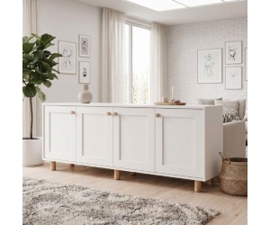 Μπουφές Bohemian Megapap χρώμα λευκό - φυσικό οξιάς 180x40x75εκ. Μπουφές Bohemian Megapap χρώμα λευκό - φυσικό οξιάς 180x40x75εκ.