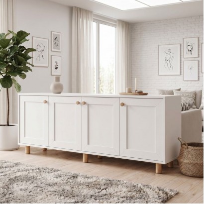 Μπουφές Bohemian Megapap χρώμα λευκό - φυσικό οξιάς 180x40x75εκ. Μπουφές Bohemian Megapap χρώμα λευκό - φυσικό οξιάς 180x40x75εκ.