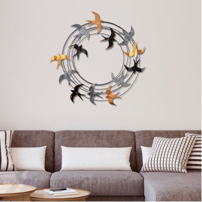 Διακοσμητικό τοίχου Spiral Flock Megapap μεταλλικό χρώμα μαύρο - bronze - ασημί 87x87εκ. Διακοσμητικό τοίχου Spiral Flock Megapap μεταλλικό χρώμα μαύρο - bronze - ασημί 87x87εκ.