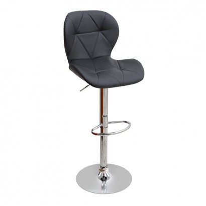 Σκαμπό μπαρ Dolores Megapap με ρυθμιζόμενο ύψος PU μαύρο - βάση χρωμίου 45,5x38x89/109εκ.