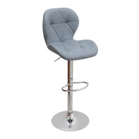 Σκαμπό μπαρ Dolores Megapap με ρυθμιζόμενο ύψος PU γκρι - βάση χρωμίου 45,5x38x89/109εκ.