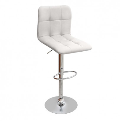 Σκαμπό μπαρ Carmelo Megapap με ρυθμιζόμενο ύψος PU λευκό - βάση χρωμίου 45x42x90/113εκ.