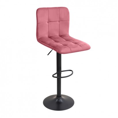 Σκαμπό μπαρ Carmelo Megapap με ρυθμιζόμενο ύψος βελούδο σάπιο μήλο - βάση μαύρο ματ 45x42x90/113εκ.