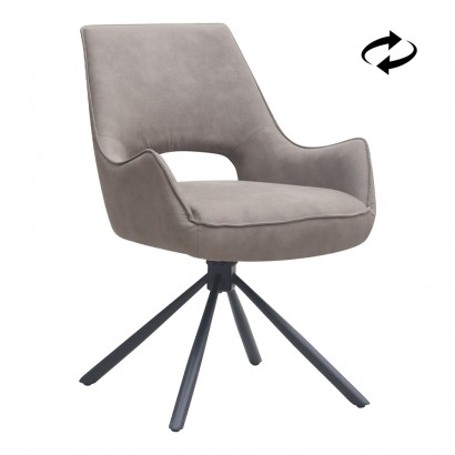 Πολυθρόνα τραπεζαρίας Alessia Megapap περιστρεφόμενη elephant grey ύφασμα - μεταλλικό μαύρο πόδι 58x66x85εκ.