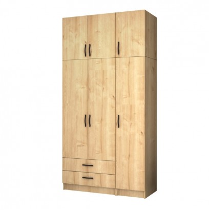 Ντουλάπα ρούχων Ricardo Megapap τρίφυλλη με πατάρι και συρτάρια χρώμα φυσικό οξιάς 120x51,8x240εκ. Ντουλάπα ρούχων Ricardo Megapap τρίφυλλη με πατάρι και συρτάρια χρώμα φυσικό οξιάς 120x51,8x240εκ.
