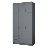 Ντουλάπα ρούχων Ricardo Megapap τρίφυλλη με πατάρι και συρτάρια χρώμα ανθρακί 120x51,8x240εκ. Ντουλάπα ρούχων Ricardo Megapap τρίφυλλη με πατάρι και συρτάρια χρώμα ανθρακί 120x51,8x240εκ.