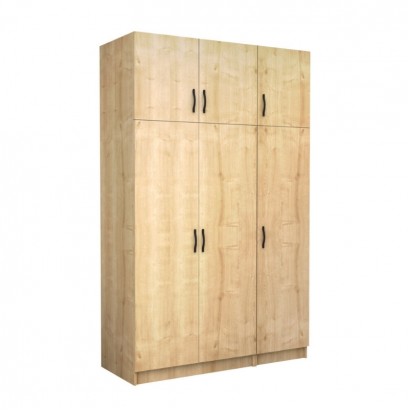 Ντουλάπα ρούχων Victoria Megapap τρίφυλλη με πατάρι χρώμα φυσικό οξιάς 150x60x240εκ.