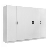Ντουλάπα ρούχων Victoria Megapap πεντάφυλλη χρώμα λευκό 250x60x181εκ.