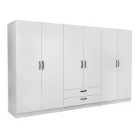 Ντουλάπα ρούχων Victoria Megapap εξάφυλλη με συρτάρια χρώμα λευκό 300x60x181εκ.