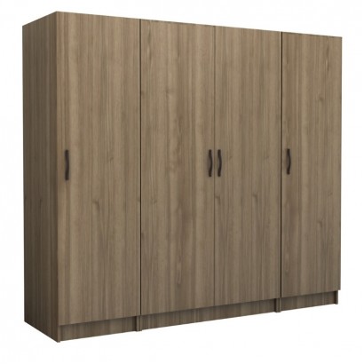 Ντουλάπα ρούχων Victoria Megapap τετράφυλλη χρώμα καρυδί 200x60x181εκ.