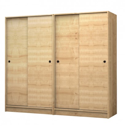 Ντουλάπα ρούχων Regio Megapap τετράφυλλη συρόμενη χρώμα φυσικό οξιάς 200x60x181εκ.