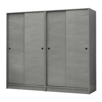 Ντουλάπα ρούχων Regio Megapap τετράφυλλη συρόμενη χρώμα γκρι σκυροδέματος 200x60x181εκ.