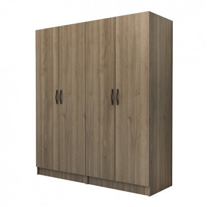 Ντουλάπα ρούχων Vivian Megapap τετράφυλλη χρώμα καρυδί 160x51,8x181εκ.