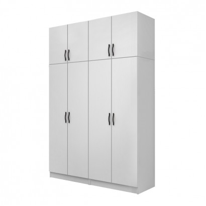 Ντουλάπα ρούχων Vivian Megapap τετράφυλλη με πατάρι χρώμα λευκό 160x51,8x240εκ.