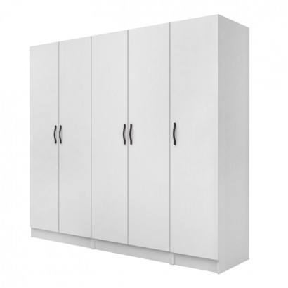 Ντουλάπα ρούχων Vivian Megapap πεντάφυλλη χρώμα λευκό 200x51,8x181εκ.