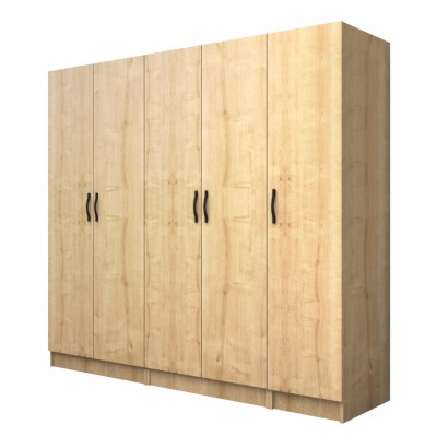 Ντουλάπα ρούχων Vivian Megapap πεντάφυλλη χρώμα φυσικό οξιάς 200x51,8x181εκ.