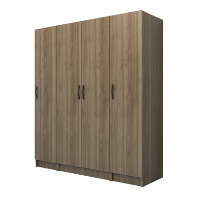 Ντουλάπα ρούχων Vivian Megapap τετράφυλλη χρώμα καρυδί 160x51,8x181εκ.