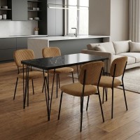 Σετ τραπεζαρία 5τμχ Roger - Kevin Megapap Mdf - ύφασμα χρώμα μαύρο εφέ μαρμάρου - μουσταρδί 120x70x75εκ. Σετ τραπεζαρία 5τμχ Roger - Kevin Megapap Mdf - ύφασμα χρώμα μαύρο εφέ μαρμάρου - μουσταρδί 120x70x75εκ.