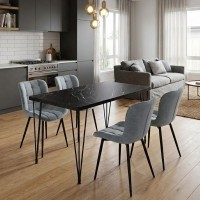 Σετ τραπεζαρία 5τμχ Roger - Chiara Megapap Mdf - ύφασμα χρώμα μαύρο εφέ μαρμάρου - γκρι 120x70x75εκ. Σετ τραπεζαρία 5τμχ Roger - Chiara Megapap Mdf - ύφασμα χρώμα μαύρο εφέ μαρμάρου - γκρι 120x70x75εκ.