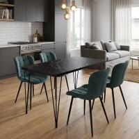 Σετ τραπεζαρία 5τμχ Roger - Chiara Megapap Mdf - ύφασμα χρώμα μαύρο εφέ μαρμάρου - πράσινο 120x70x75εκ. Σετ τραπεζαρία 5τμχ Roger - Chiara Megapap Mdf - ύφασμα χρώμα μαύρο εφέ μαρμάρου - πράσινο 120x70x75εκ.