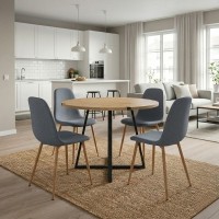 Σετ τραπεζαρία 5τμχ Rubes - Iris Megapap χρώμα φυσικό οξιάς - γκρι Ø100x78εκ. Σετ τραπεζαρία 5τμχ Rubes - Iris Megapap χρώμα φυσικό οξιάς - γκρι Ø100x78εκ.