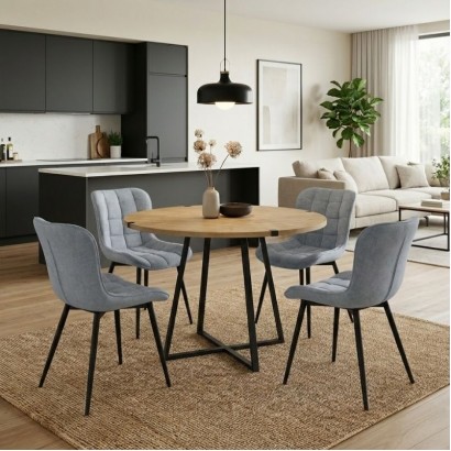 Σετ τραπεζαρία 5τμχ Rubes - Chiara Megapap χρώμα φυσικό οξιάς - γκρι Ø100x78εκ. Σετ τραπεζαρία 5τμχ Rubes - Chiara Megapap χρώμα φυσικό οξιάς - γκρι Ø100x78εκ.