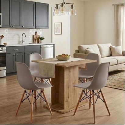 Σετ τραπεζαρία 5τμχ Allos - Nova Megapap χρώμα sapphire oak - cappuccino 75x75x77εκ.