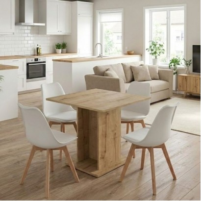 Σετ τραπεζαρία 5τμχ Allos - Viva Megapap χρώμα sapphire oak - λευκό/φυσικό πόδι 75x75x77εκ. Σετ τραπεζαρία 5τμχ Allos - Viva Megapap χρώμα sapphire oak - λευκό/φυσικό πόδι 75x75x77εκ.