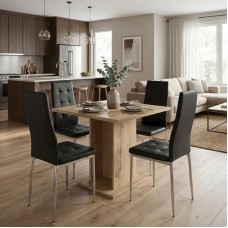 Σετ τραπεζαρία 5τμχ Allos - Rosa Megapap χρώμα sapphire oak - μαύρο/χρωμίου πόδι 75x75x77εκ. Σετ τραπεζαρία 5τμχ Allos - Rosa Megapap χρώμα sapphire oak - μαύρο/χρωμίου πόδι 75x75x77εκ.