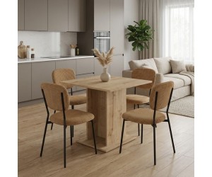 Σετ τραπεζαρία 5τμχ Allos - Kevin Megapap χρώμα sapphire oak - μουσταρδί 75x75x77εκ.