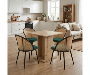 Σετ τραπεζαρία 5τμχ Allos - Jacob Megapap χρώμα sapphire oak - κυπαρισσί 75x75x77εκ.