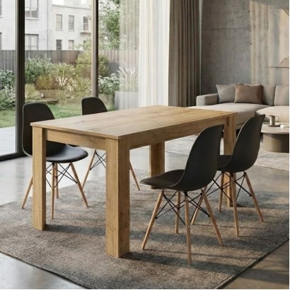 Σετ τραπεζαρία 5τμχ Darlen - Nova Megapap χρώμα sapphire oak - μαύρο 125x72x74εκ.