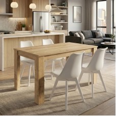 Σετ τραπεζαρία 5τμχ Darlen - Viva Megapap χρώμα sapphire oak - λευκό 125x72x74εκ.