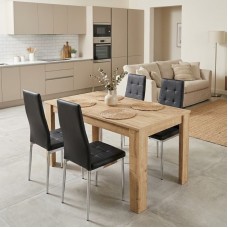 Σετ τραπεζαρία 5τμχ Darlen - Rosa Megapap χρώμα sapphire oak - μαύρο/χρωμίου πόδι 125x72x74εκ. Σετ τραπεζαρία 5τμχ Darlen - Rosa Megapap χρώμα sapphire oak - μαύρο/χρωμίου πόδι 125x72x74εκ.