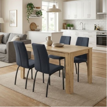 Σετ τραπεζαρία 5τμχ Darlen - Fina Megapap χρώμα sapphire oak - ανθρακί 125x72x74εκ. Σετ τραπεζαρία 5τμχ Darlen - Fina Megapap χρώμα sapphire oak - ανθρακί 125x72x74εκ.