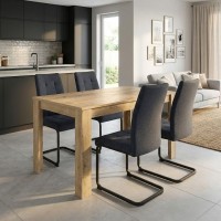 Σετ τραπεζαρία 5τμχ Darlen - Laura Megapap χρώμα sapphire oak - ανθρακί 125x72x74εκ.