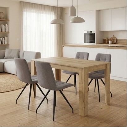 Σετ τραπεζαρία 5τμχ Darlen - Bianca Megapap χρώμα sapphire oak - ανοιχτό μπεζ 125x72x74εκ.