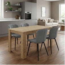 Σετ τραπεζαρία 5τμχ Darlen - Chiara Megapap χρώμα sapphire oak - γκρι 125x72x74εκ.