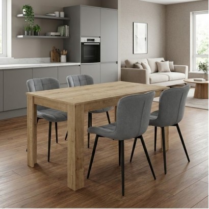 Σετ τραπεζαρία 5τμχ Darlen - Chiara Megapap χρώμα sapphire oak - γκρι 125x72x74εκ.