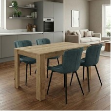 Σετ τραπεζαρία 5τμχ Darlen - Chiara Megapap χρώμα sapphire oak - πράσινο 125x72x74εκ.
